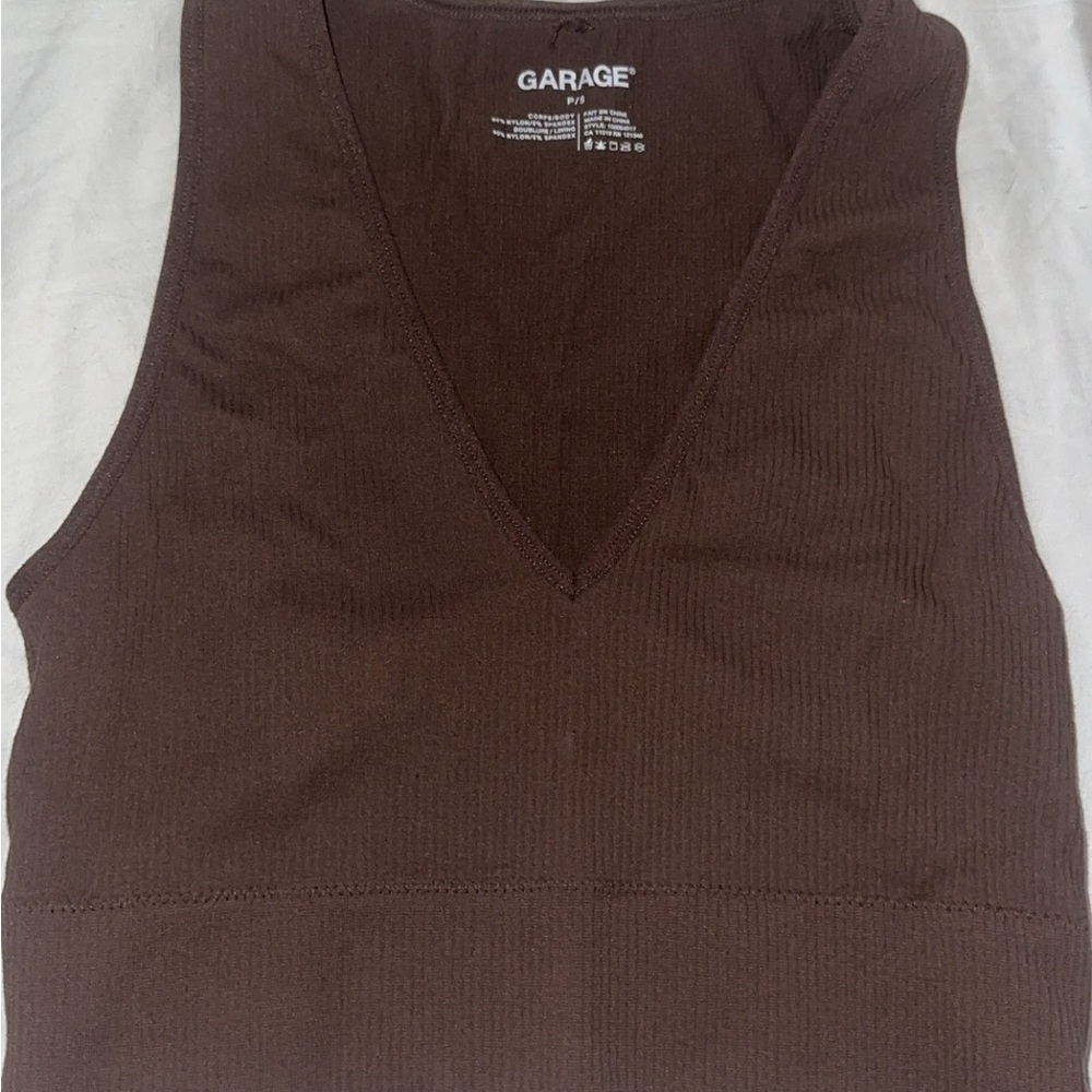 Garage Chocolate V-Neck Top